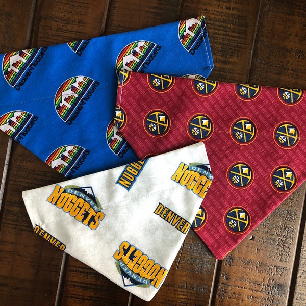 Denver Nuggets Over-the-Collar Reversible Dog Bandana ~ Three Fabric Options, Four Sizes, Optional Personalization