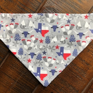 Texas Over-the-Collar Reversible Dog Bandanas ~ Four Sizes, Optional Personalization