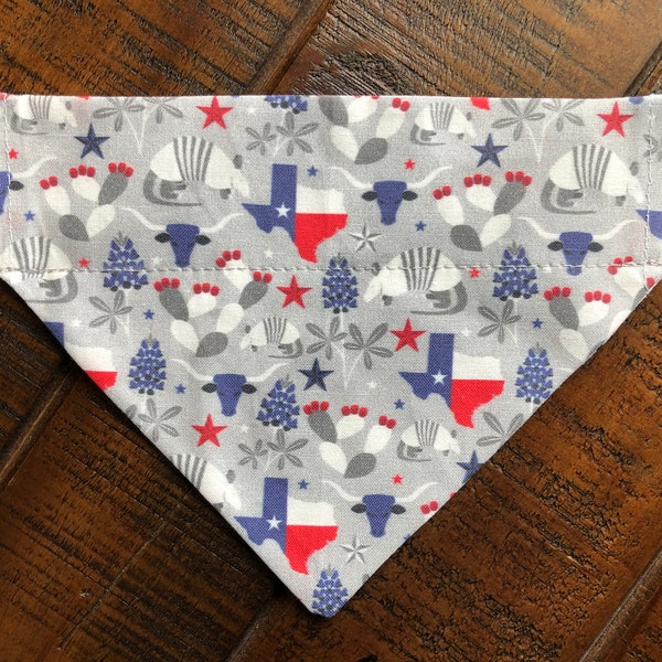 Texas Over-the-Collar Reversible Dog Bandanas ~ Four Sizes, Optional Personalization