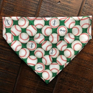 Baseball Over-the-Collar Reversible Dog Bandana ~ Two Sizes Optional Personalization