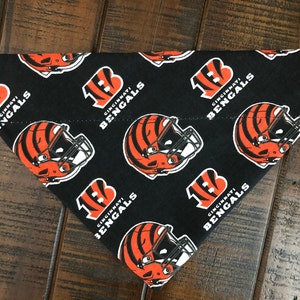 Cincinnati Bengals Over-the-Collar Reversible Dog Bandana ~ Four Sizes, Optional Personalization