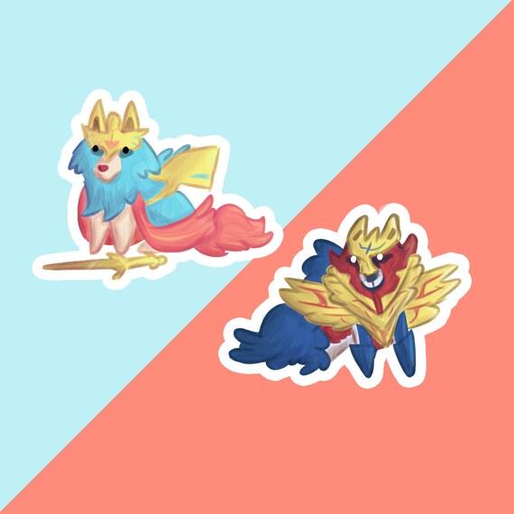 Zacian And Zamazenta Doodle Stickers Pokemon Sword And Shield Galar Sticker