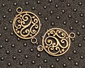 20mm antique bronze filigree double connector  | Jewellery making