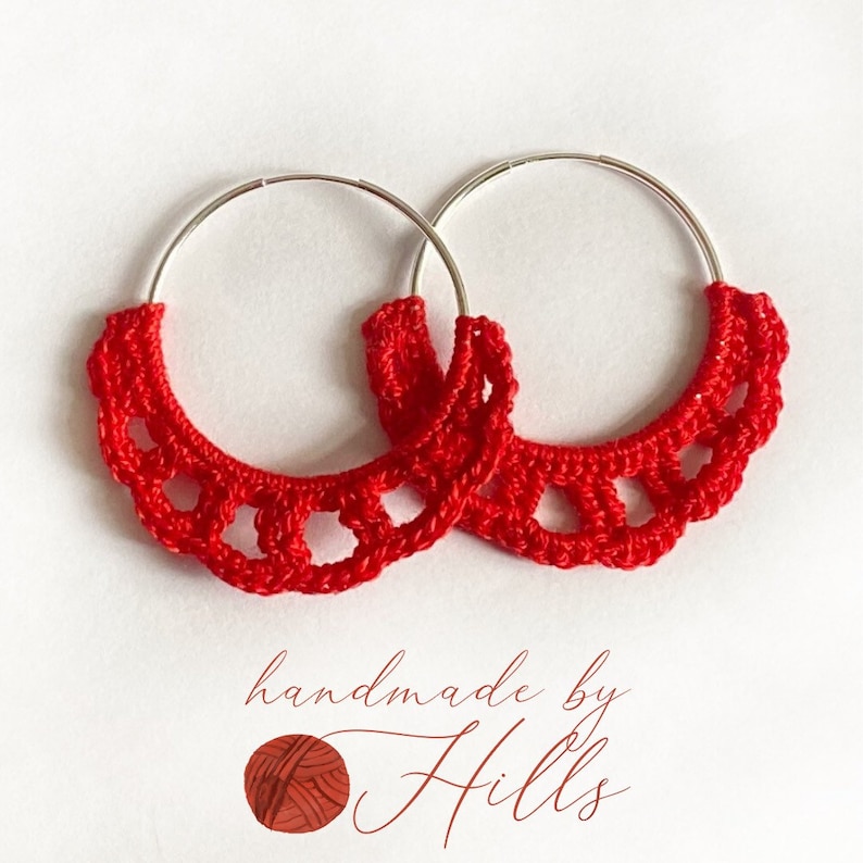 Sterling Silver and Crochet Hoop Earrings Crochet Earrings Etsy