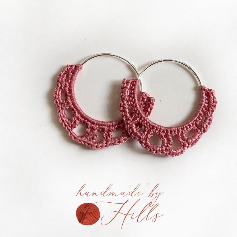 Sterling Silver and Crochet Hoop Earrings Crochet Earrings Etsy
