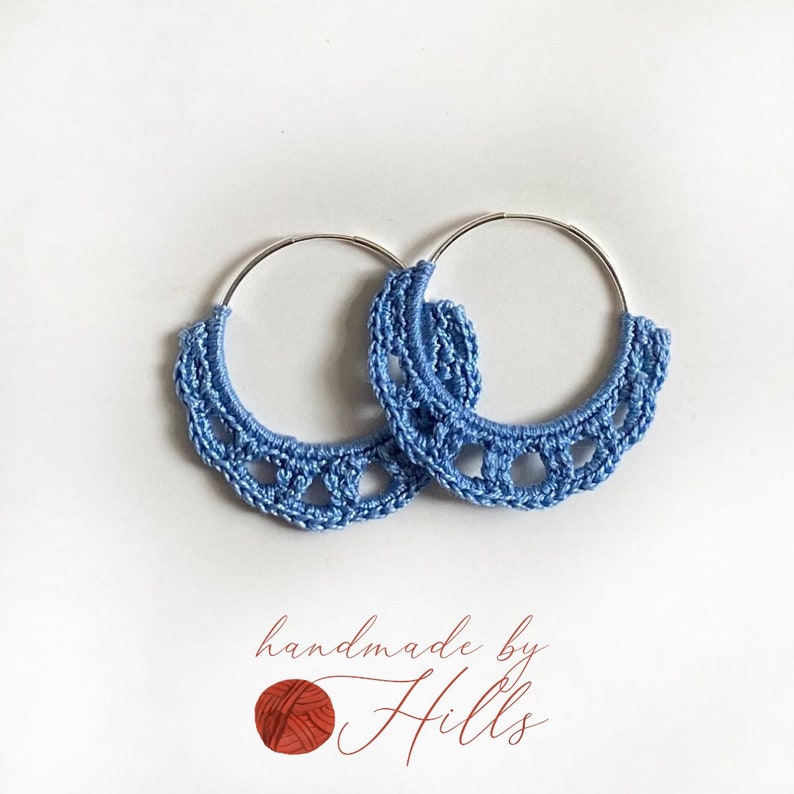 Sterling Silver and Crochet Hoop Earrings Crochet Earrings Etsy