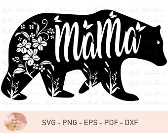 Download Mama Bear Floral Svg Etsy