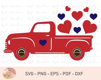 Love svg, Valentines vintage Truck svg, valentine day svg, Valentines Day SVG, Love SVG, CriCut Files, Svg, Pdf, Png, Dxf, Eps, Silhouette