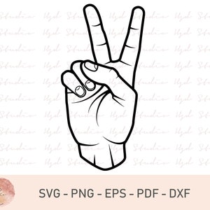 Hand Peace Sign SVG Cut Files, Peace Sign Svg, Peace Hand Gesture Svg, Cut File, Design, Clipart, Vector, Svg, Eps, Pdf, Png, Dxf files