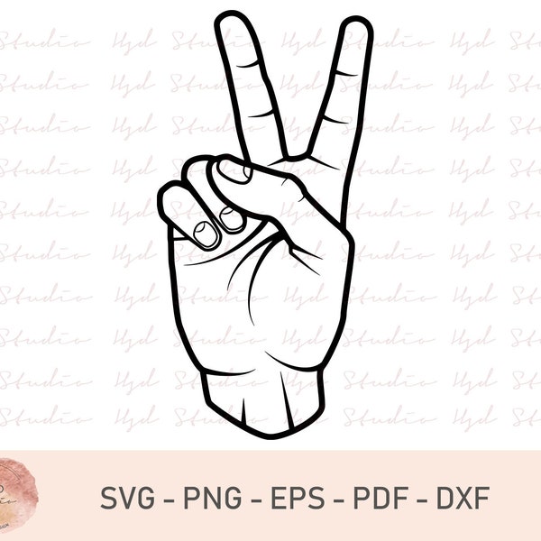 Hand vredesteken SVG gesneden bestanden, vredesteken Svg, vrede handgebaar Svg, bestand knippen, Design, Clipart, Vector, Svg, Eps, Pdf, Png, Dxf-bestanden