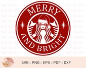 Merry and Bright SVG, Merry Christmas SVG, Christmas Svg, Silhouette Cut Files, Cricut Files, SVG Files, Svg, Png, Pdf, Dxf, Eps, 5 Files