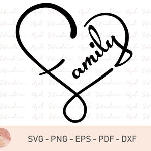 File di taglio SVG per la famiglia, Famiglia in formato Svg, Amore in formato Svg, Famiglia del cuore in formato Svg, Download digitale, Clip Art, File in formato Svg per Cricut, Svg, Png, Dxf, Pdf, File Eps