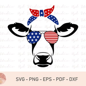 4th of July Cow SVG, Patriotic Cow, Sublimation Designs Download, Clipart, Printable File, Digital Download, Iron On Designs Downloads, SVG