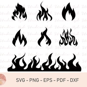 Feu SVG, SVG flammes, feu Cricut, feu Dxf, fichier de coupe flammes pour votre projet de bricolage, Silhouette feu, feu Png, flamme Png, feu flamme fichier