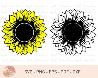 Girasol Svg, Imágenes Prediseñadas de girasol, Archivo de corte de girasol, Flor amarilla, Archivo de girasol, Archivo de corte para silueta y cricut, Svg,Eps,Dxf,Pdf,Png