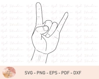 Rock Auf Hand SVG, Rock Hand Symbol PNG Clipart, Rock SVG, Hand Clipart, Cut-Datei für Cricut SVG, Clipart, Instant Download,Svg,Png,Eps,Dxf