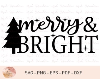 Kerst gesneden SVG-bestand, Merry & Bright SVG, kerstboom SVG-bestand knippen, kerst gesneden bestand, Merry Christmas Svg, Eps, Pdf, Png, Dxf, Svg