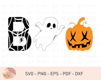 Boo Svg, Halloween Svg, Ghost Svg, Pumpkin Svg, Kids Halloween Svg, Svg Files for Cricut, Spider Svg, Halloween Svg files,Png, Svg, Dxf, Pdf