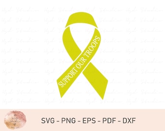 Support Our Troops Yellow Ribbon Vinyl Decal, Support Our Troops Svg, Yellow Ribbon Svg, Instant Download, Cricut, Pdf, Svg, Png, Dxf, Eps