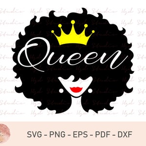Afro Woman SVG, Afro Girl Svg, Queen Afro Woman Svg, Black Diva Svg, Curly Hair Svg, Crown, Instant download, Svg, Dxf, Png, Pdf, Eps Files