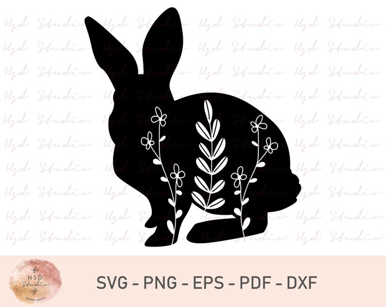Download Floral Rabbit Silhouette SVG Floral Bunny Svg Spring Svg ...