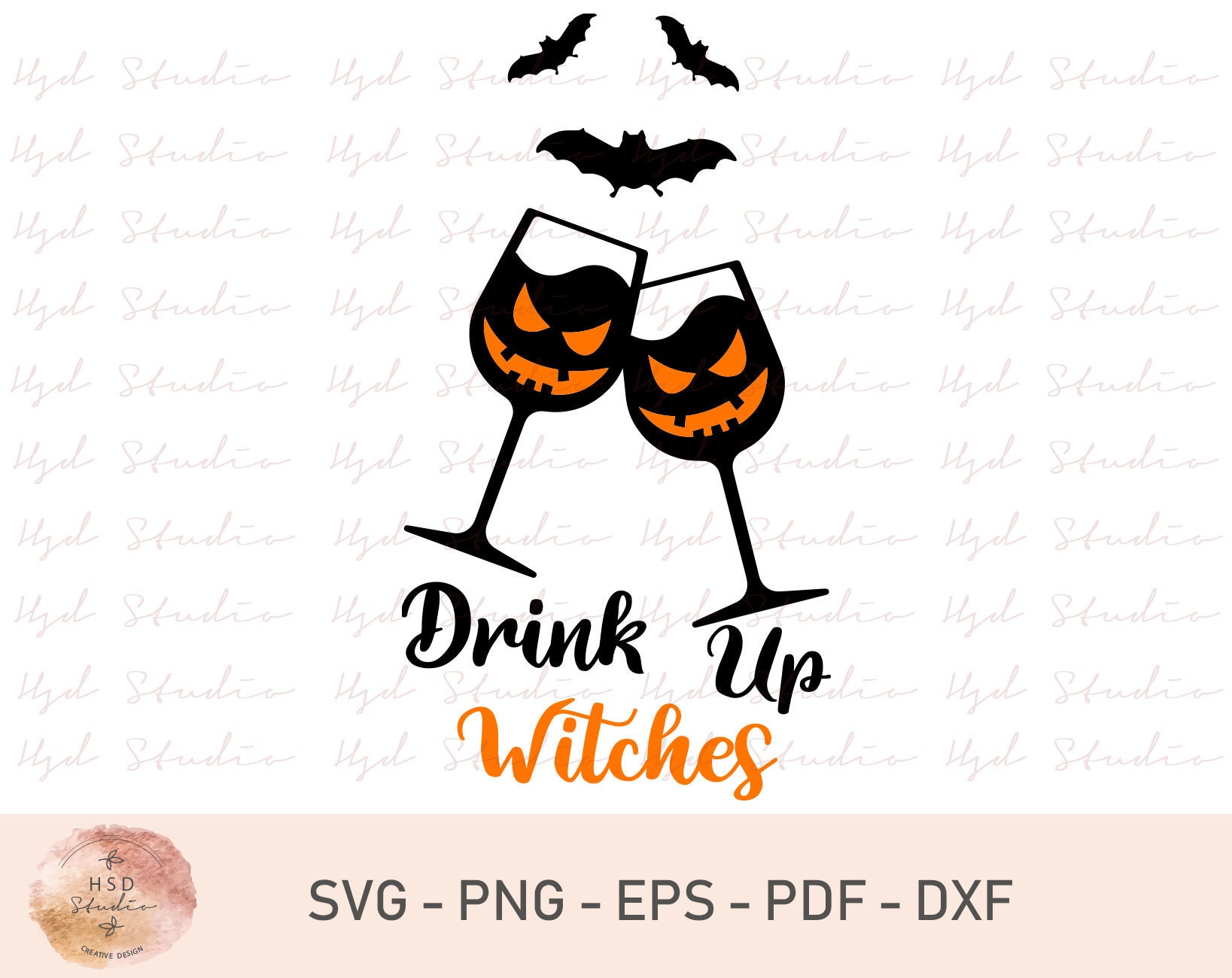 Wine Glass Svg Halloween Svg Drink up Svg Witches Svg Bat - Etsy