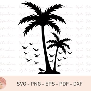 Palm SVG File, Palm Tree Vector File, Instant Download, Svg, Png, Pdf, Dxf, Eps, Digital Files