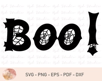 Halloween SVG, boo SVG File Silhouette Cutting File, Cricut Download, Print iron on Vinyl sticker, T Shirt Design Spider Web Svg, Spooky Svg
