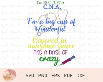Stethoscope Svg, C.N.A. Svg, Wonderful Svg, T-shirt Design, Crazy, Cricut Svg, Cut Files For Cricut, Eps, Dxf, Png, Svg, Pdf, Digital Files