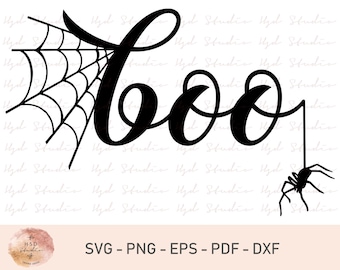Halloween SVG, boo SVG File Silhouette Cutting File, Cricut Download, Print iron on Vinyl sticker, T Shirt Design Spider Web Svg, Spooky Svg