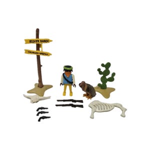 PLAYMOBIL Vintage Western – Set Bandits Et Hors-la-loi, Panneaux, Vautours (réf 3748, 1988)