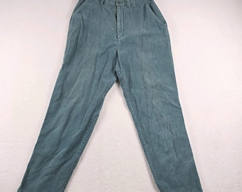 LL Bean Vintage Corduroy Pants Women's Size 14 Green High Waist