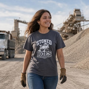 Stoned Hoes Aggregates Shirt, Funny Rock Quarry Graphic, Construction Worker Gravel Pit Jobsite Tee