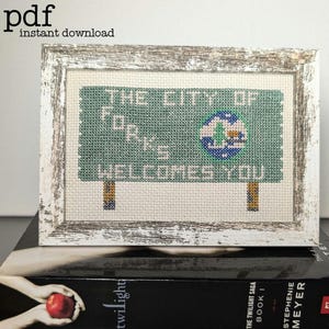 Forks Welcome Sign Cross Stitch Pattern