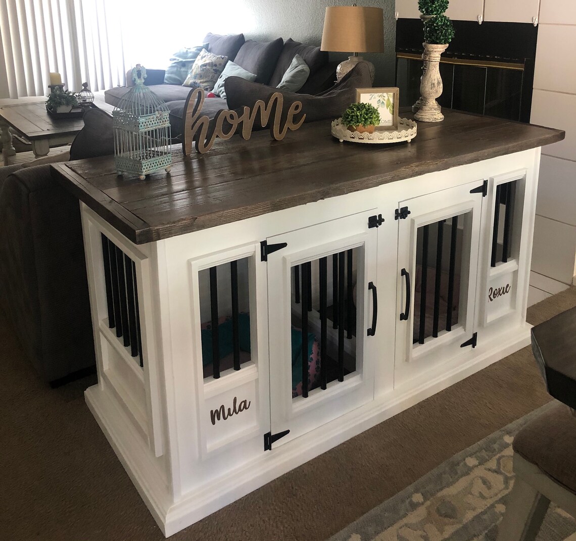 Custom Double Dog Crate Etsy