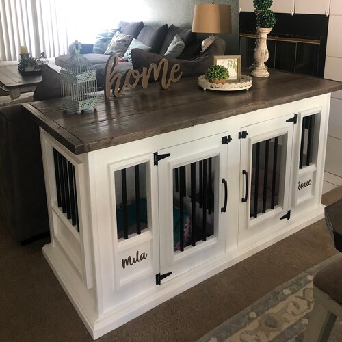 Layla Medium Double Dog Crate Dog Crate Furniture Dog Kennel Etsy