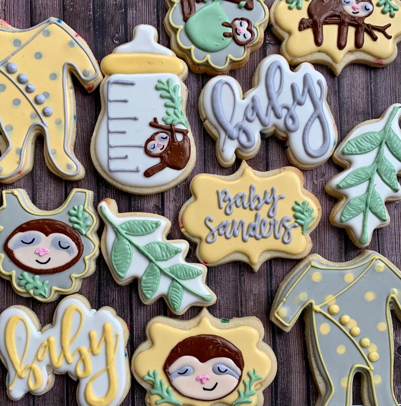 Sloth Baby Shower Cookies Etsy