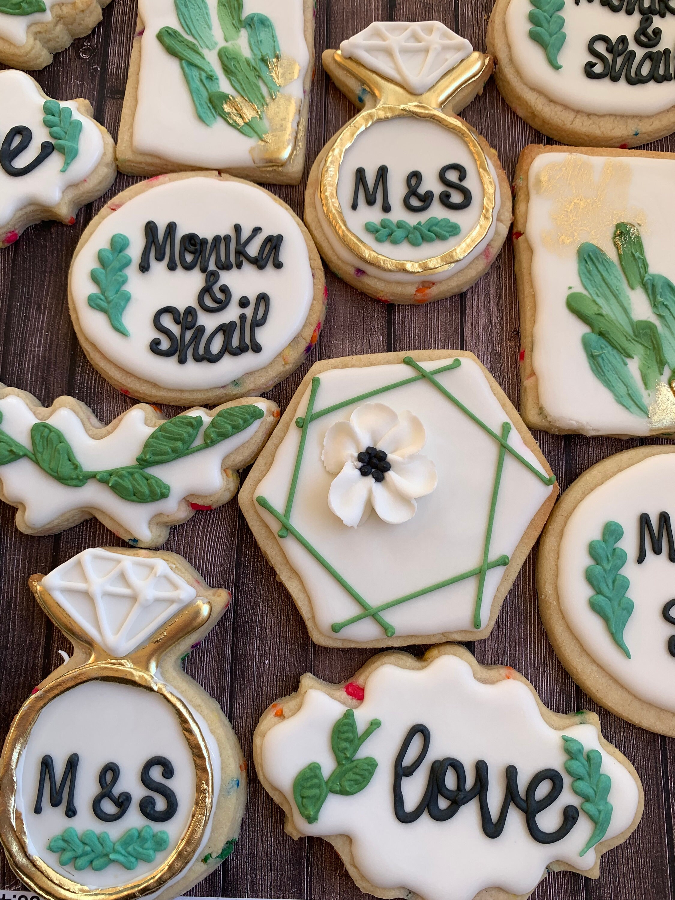 Modern Greenery Bridal Shower Cookies Etsy