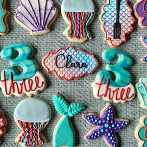 Under the sea/mermaid theme royal icing cookies