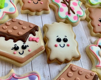 S’mores Glamping Royal Icing Cookies