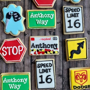 Sweet 16 Driving Theme Birthday Cookies