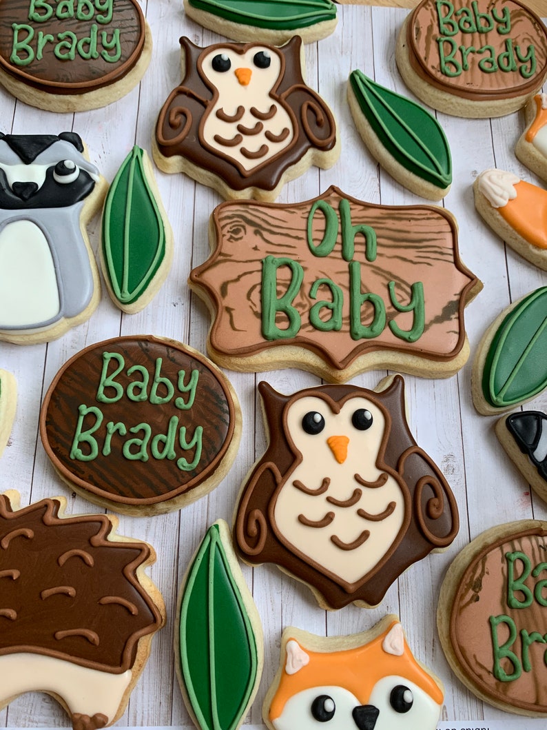 Woodland animal baby shower cookies image 3