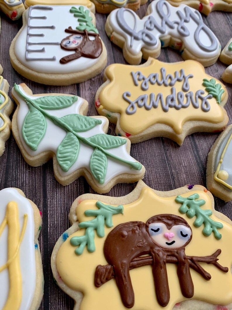 Sloth Baby Shower Cookies Etsy