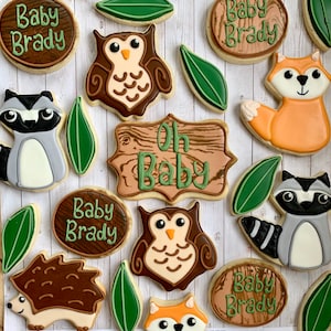 Woodland animal baby shower cookies image 1