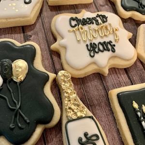 Black and Gold Birthday Cookies