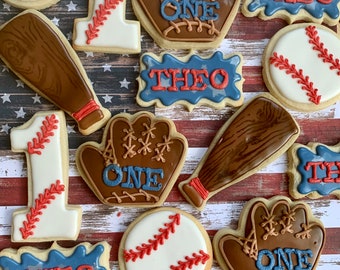 Baseball Birthday Royal Icing Cookies