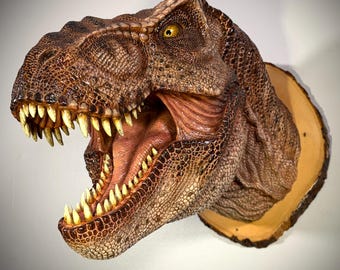 T-Rex Tyrannosaurus (Open mouth) Bust Sculpture Hanging Wall Mount