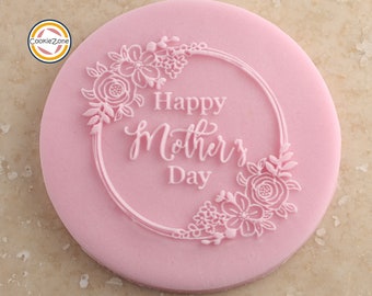 Happy Mothers Day Flower Border Debosser/Embosser/Mothers  Day/ Fondant Stamp