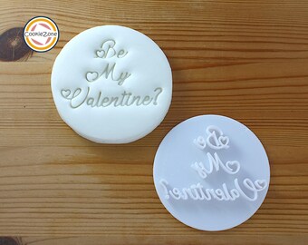 Be My Valentine Embosser Style Fondant Stamp
