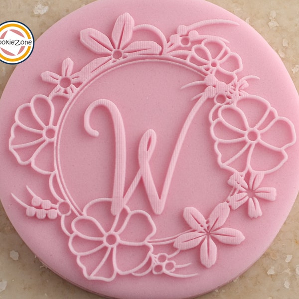 Letter W Flower Border Debosser/Embosser Fondant Stamp